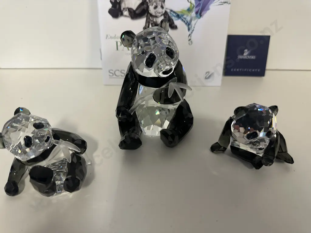 Swarovski 2008 Annual Edition Pandas - Panda Mother & Cub #900918 With Companion Panda Cub #905543, (Boxed With COA) Image 1++
