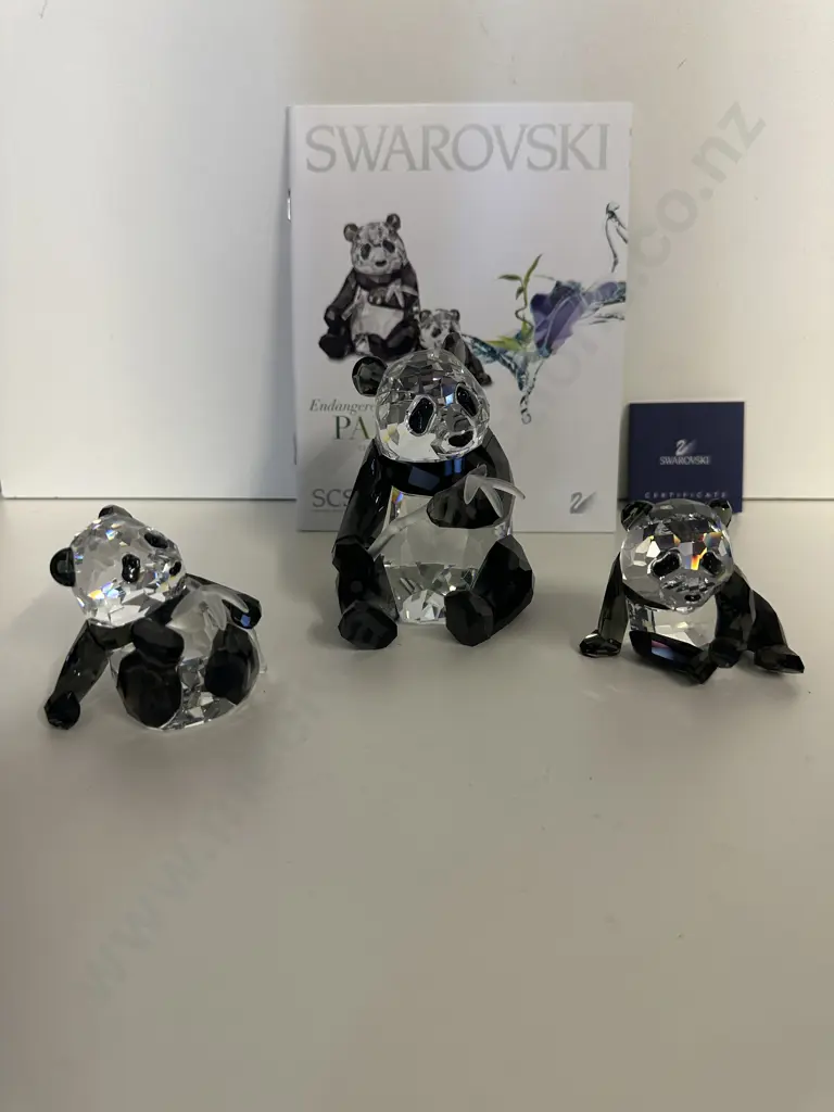 Swarovski 2008 Annual Edition Pandas - Panda Mother & Cub #900918 With Companion Panda Cub #905543, (Boxed With COA) Image 1++