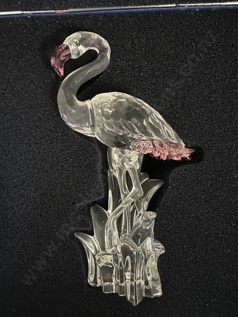 Swarovski Crystal Flamingo Figurine #289733 Feathered Beauties Collection (2002-2011), (Boxed With COA) Image 1++
