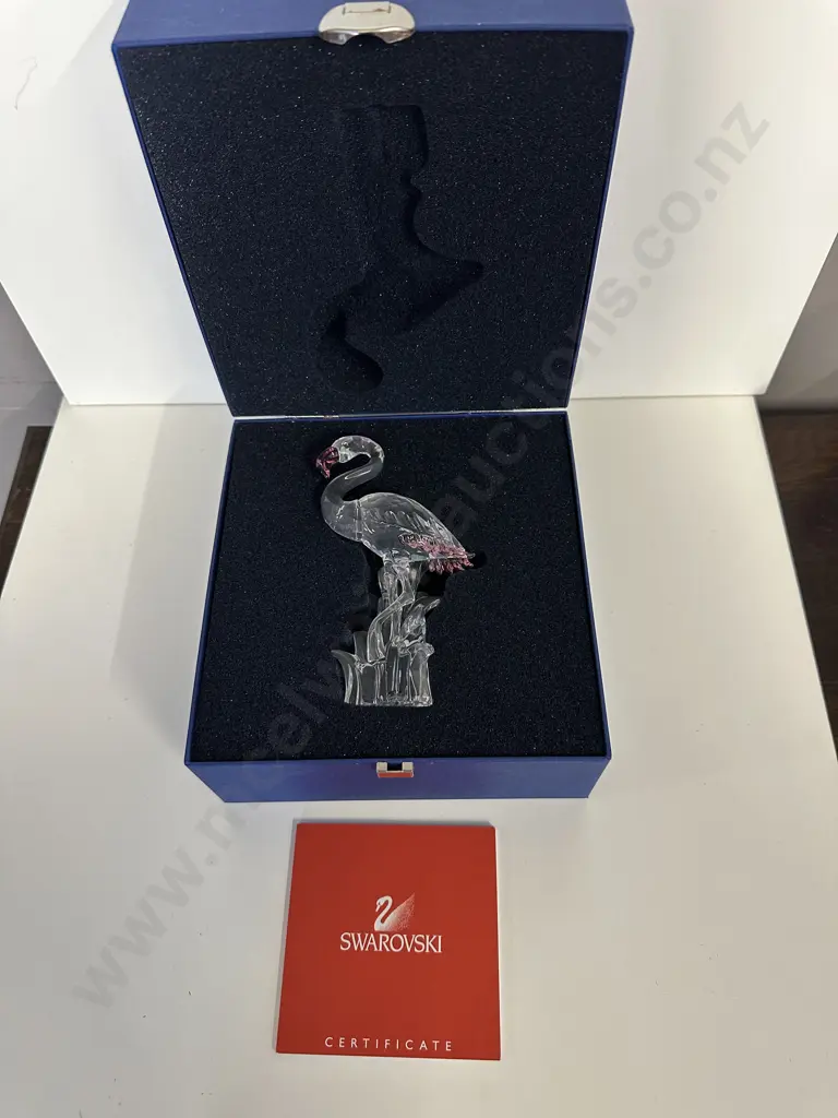 Swarovski Crystal Flamingo Figurine #289733 Feathered Beauties Collection (2002-2011), (Boxed With COA) Image 1++