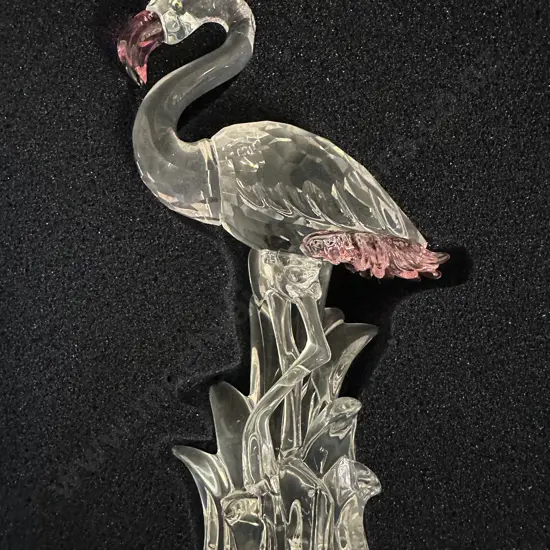 Swarovski Crystal Flamingo Figurine #289733 Feathered Beauties Collection (2002-2011), (Boxed With COA)