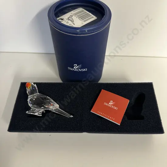 Swarovski Crystal Parrot (Colour Beak) Figurine #294047 Feathered Beauties Collection (2002-2009), (Boxed With COA)