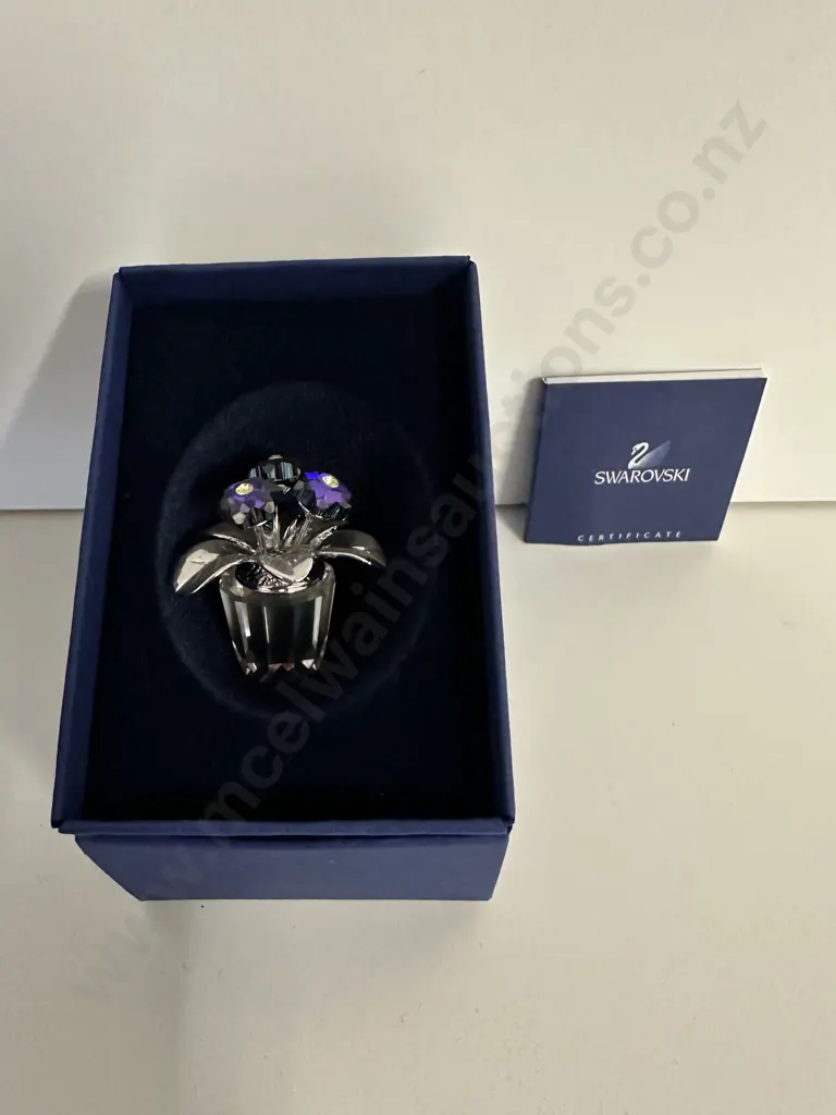 Swarovski Crystal Memories - Primula Rhodium Blue #718985 “Flowers Dreams” (2005-2008), (Boxed With COA) Image 1++