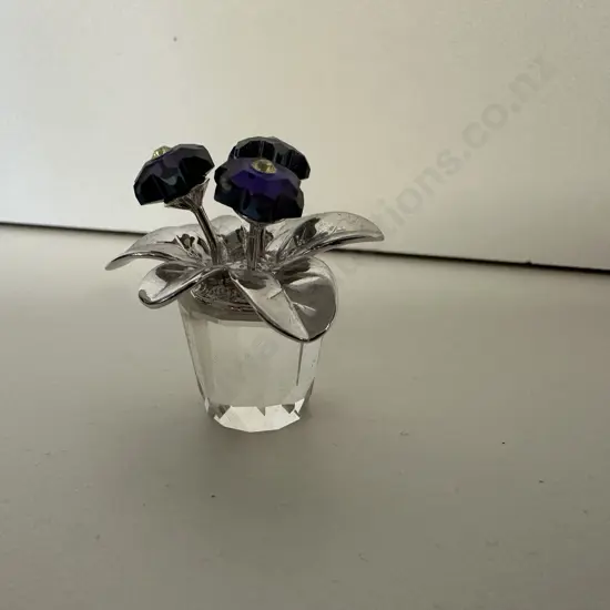 Swarovski Crystal Memories - Primula Rhodium Blue #718985 “Flowers Dreams” (2005-2008), (Boxed With COA)