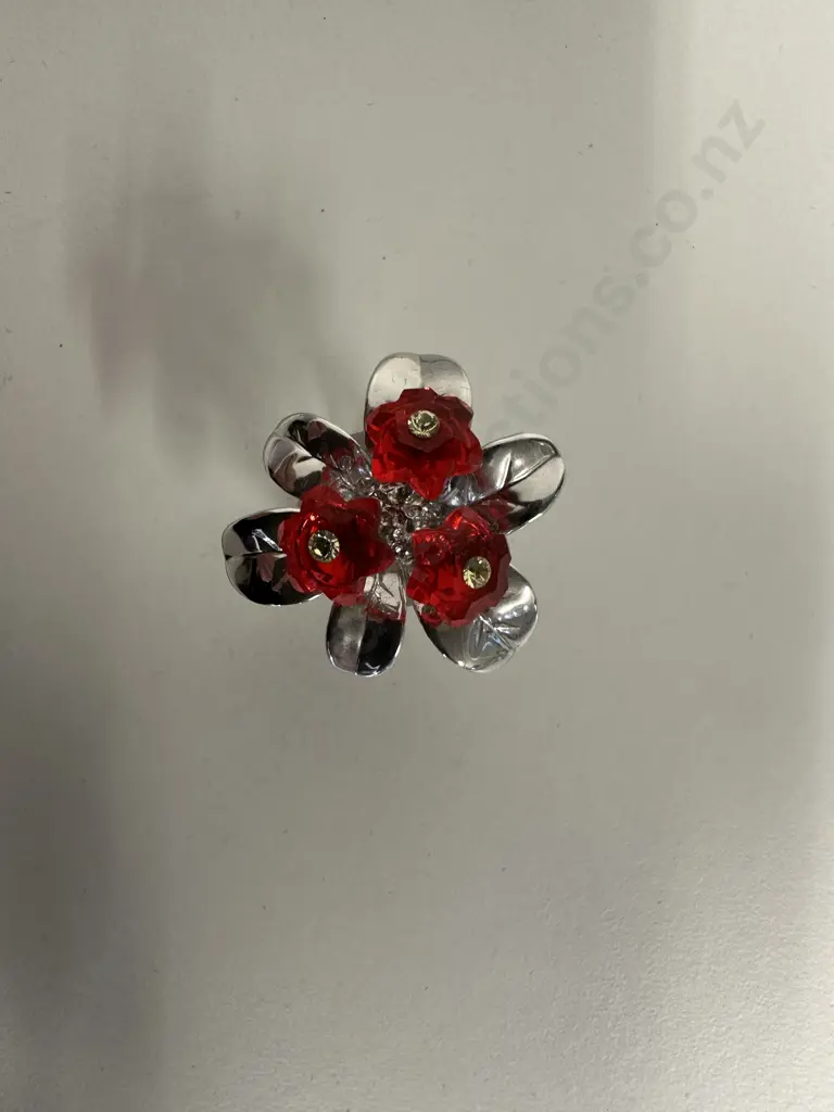 Swarovski Crystal Memories - Primula Rhodium Red #718984 “Flowers Dreams” (2005-2009), (Boxed With COA) Image 1++