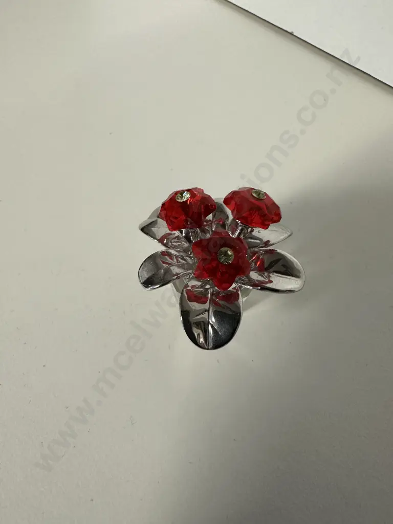 Swarovski Crystal Memories - Primula Rhodium Red #718984 “Flowers Dreams” (2005-2009), (Boxed With COA) Image 1++