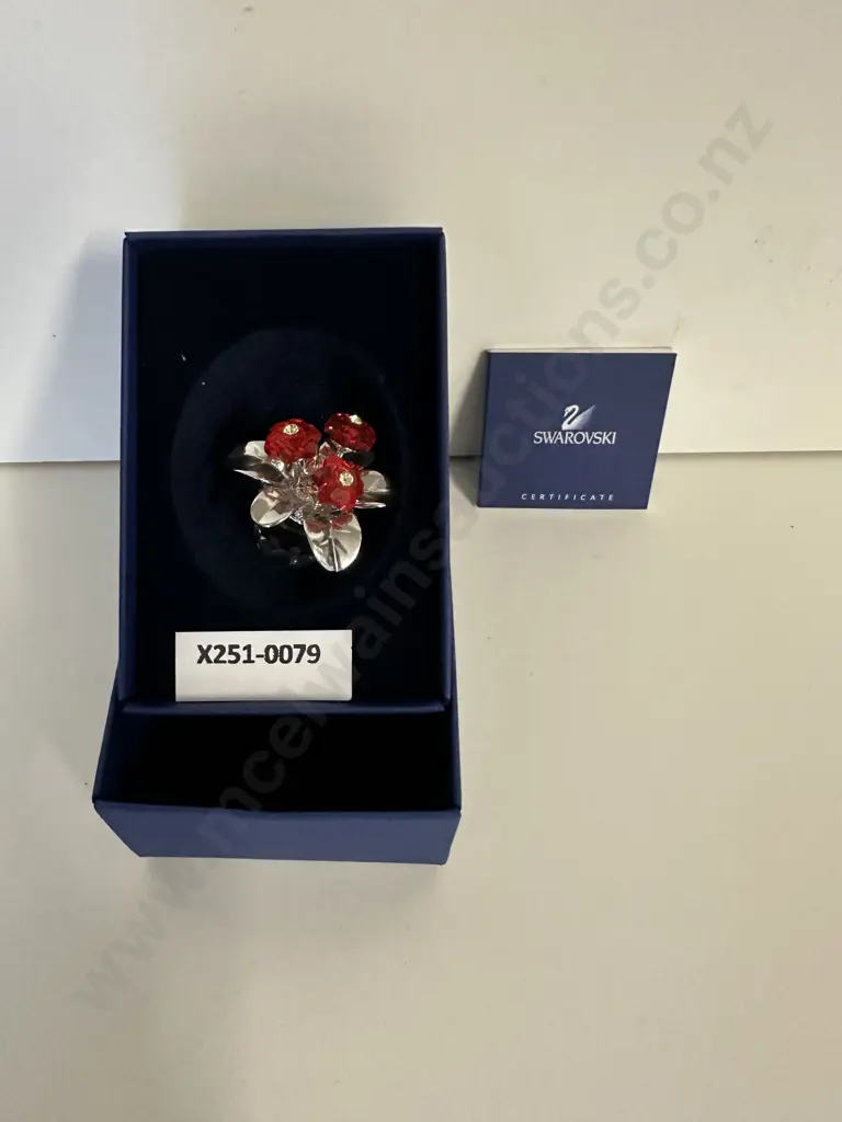 Swarovski Crystal Memories - Primula Rhodium Red #718984 “Flowers Dreams” (2005-2009), (Boxed With COA) Image 1++