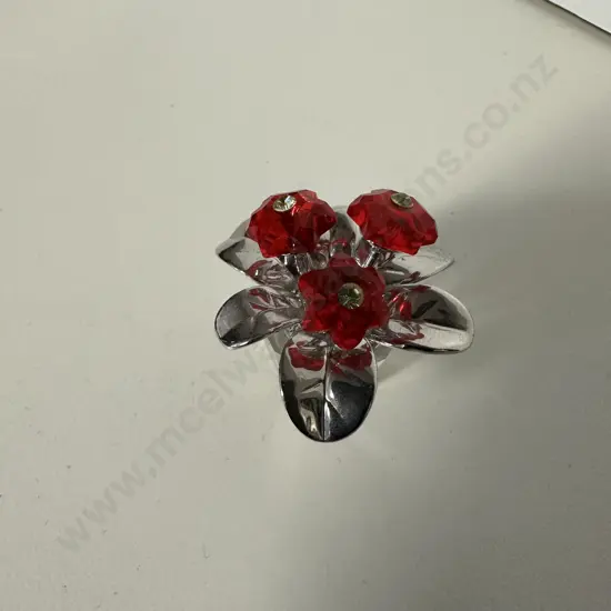 Swarovski Crystal Memories - Primula Rhodium Red #718984 “Flowers Dreams” (2005-2009), (Boxed With COA)