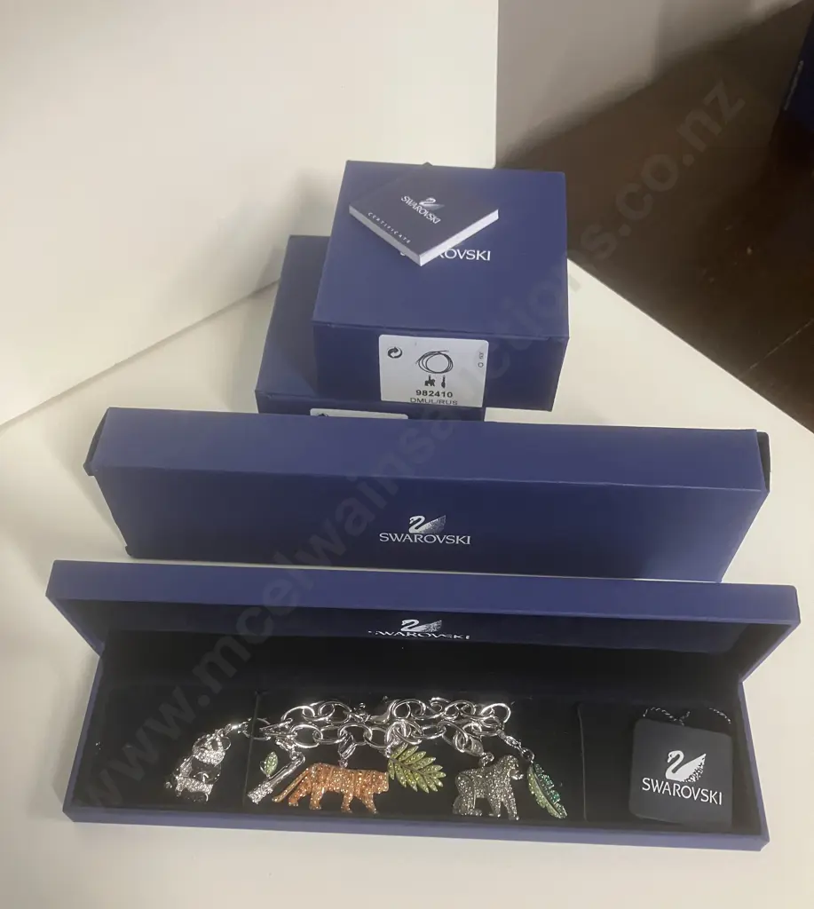 Swarovski Crystal Panda, Tiger, Gorilla Charm Bracelet #930685, 982410 & 1029735 (Boxed) Image 1++
