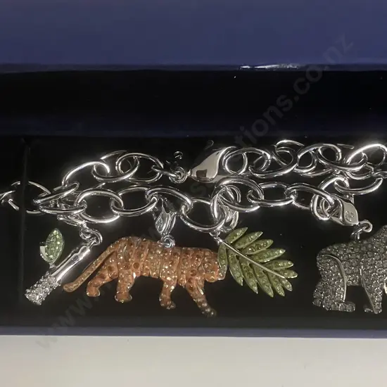Swarovski Crystal Panda, Tiger, Gorilla Charm Bracelet #930685, 982410 & 1029735 (Boxed)