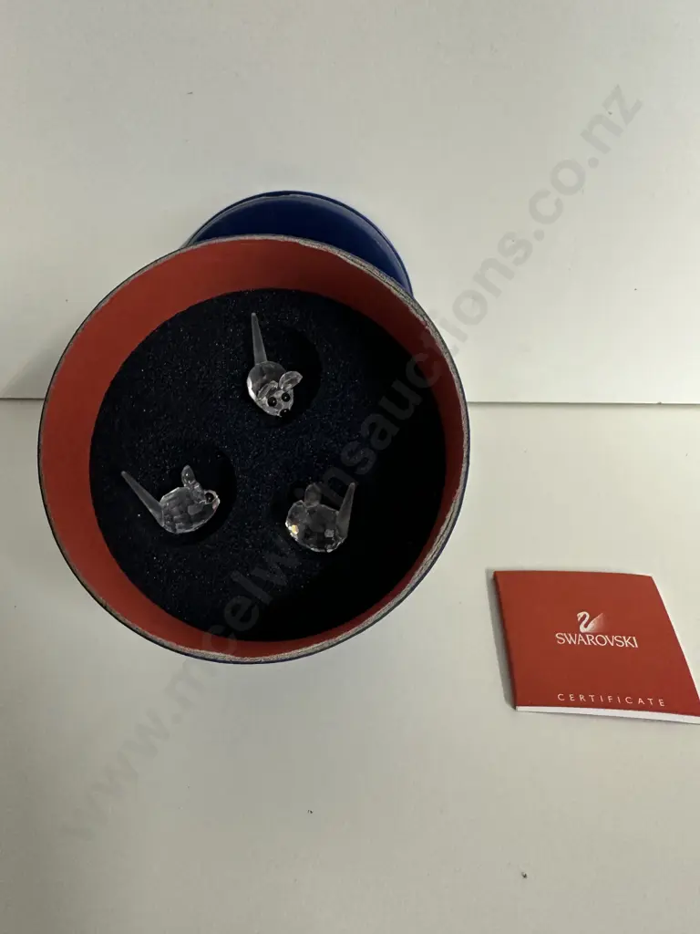 Swarovski Crystal Field Mice (Set of 3) #181513 “In a Summer Meadow” Collection (1994-2005), (Boxed With COA) Image 1++