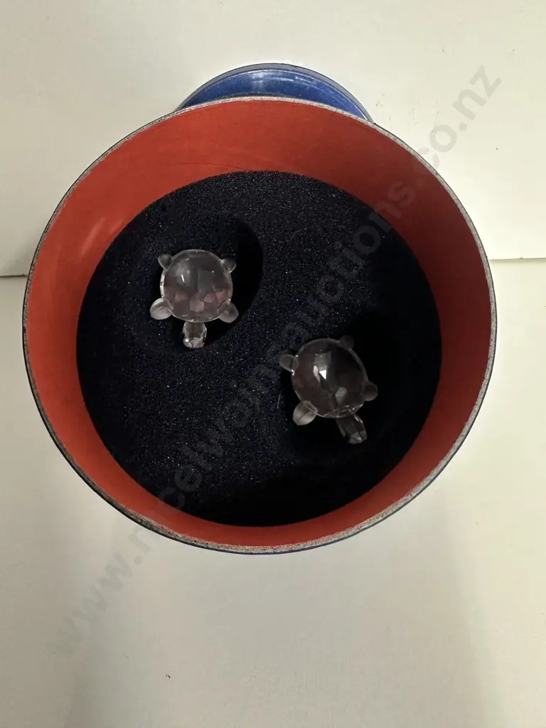 Swarovski Crystal Tortoises Baby (Set of 2 Clear Crystal) #220960 "In The Secret Garden" Group (1998-2012), (Boxed) Image 1++