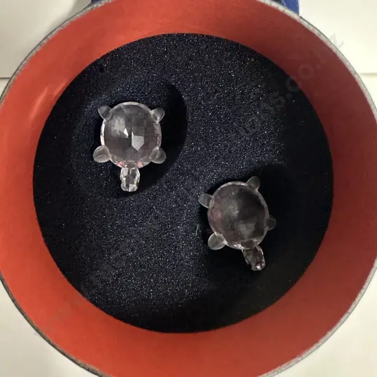 Swarovski Crystal Tortoises Baby (Set of 2 Clear Crystal) #220960 "In The Secret Garden" Group (1998-2012), (Boxed)