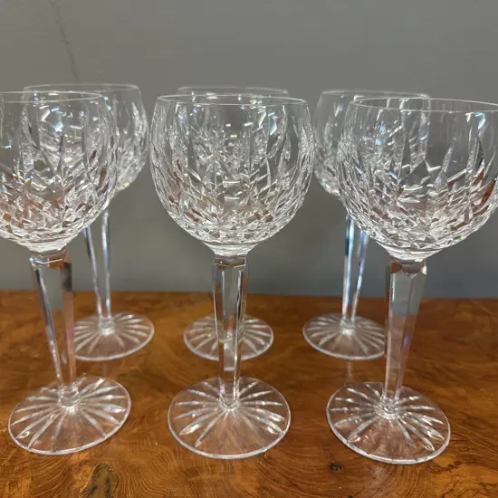 Set Of Six Waterford Crystal Wine Glasses 