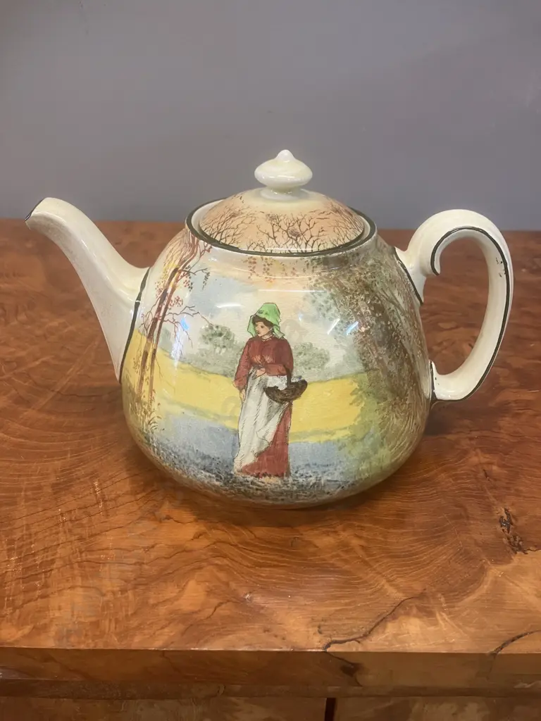 Rare Royal Doulton Bluebell Gatherers Series Ware Teapot. Circa 1914 to 1928 (AF) Image 1++