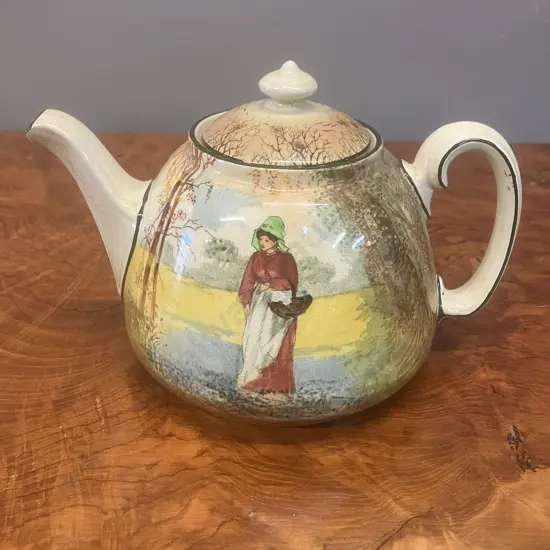Rare Royal Doulton Bluebell Gatherers Series Ware Teapot. Circa 1914 to 1928 (AF)