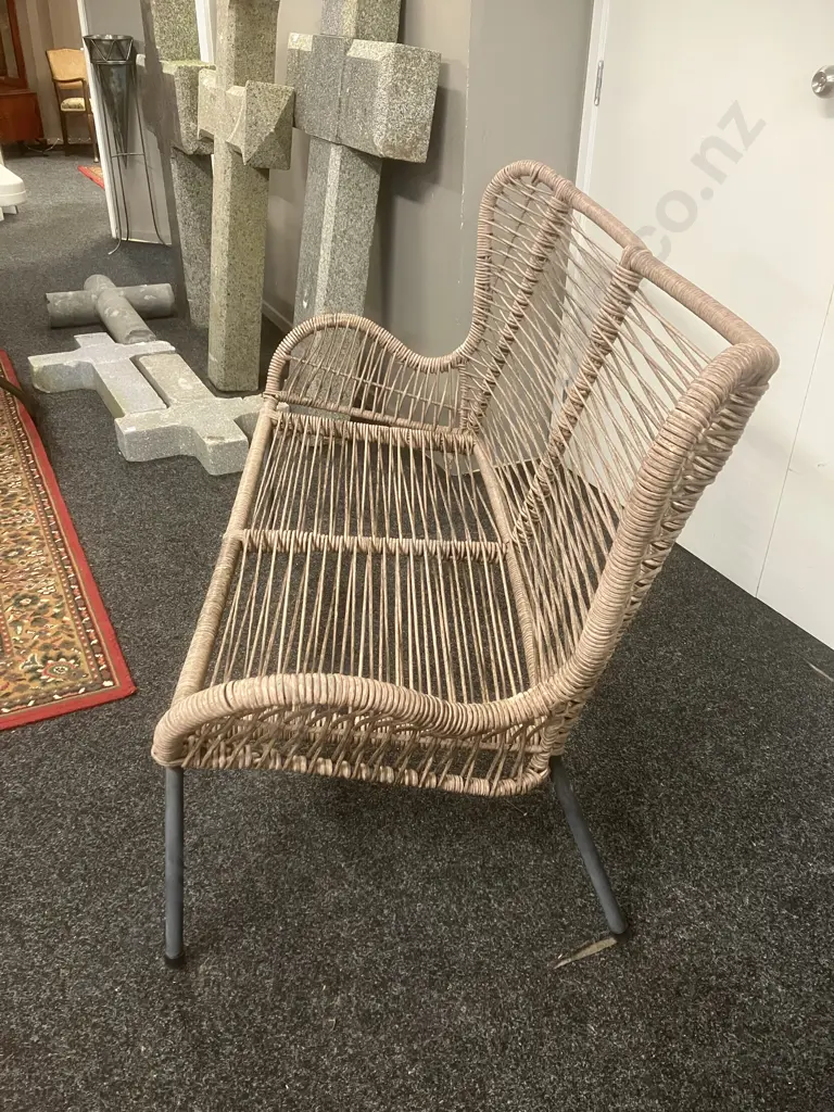 Outdoor Butterfly Bench Seat, Steel Frame With Resin Wicker Finish. H90 W135 D72cm Image 1++