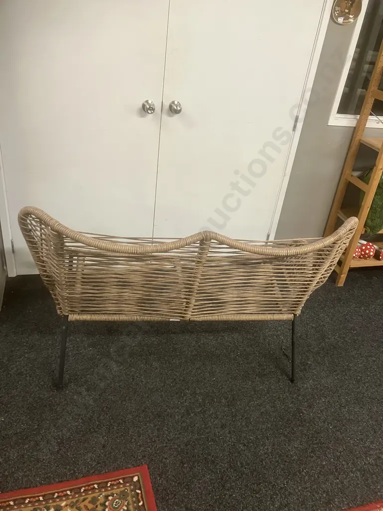 Outdoor Butterfly Bench Seat, Steel Frame With Resin Wicker Finish. H90 W135 D72cm Image 1++