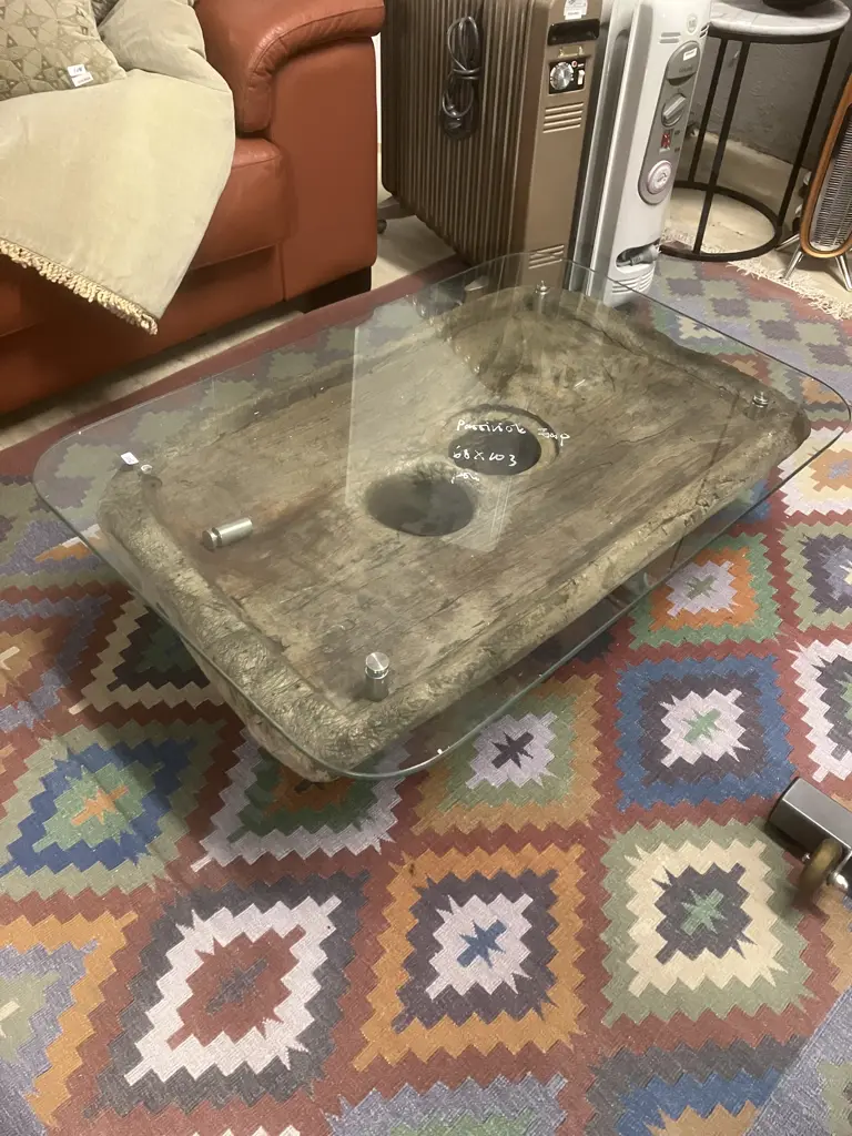 Antique Tribal Naga Grain Grinding Coffee Table Image 1++