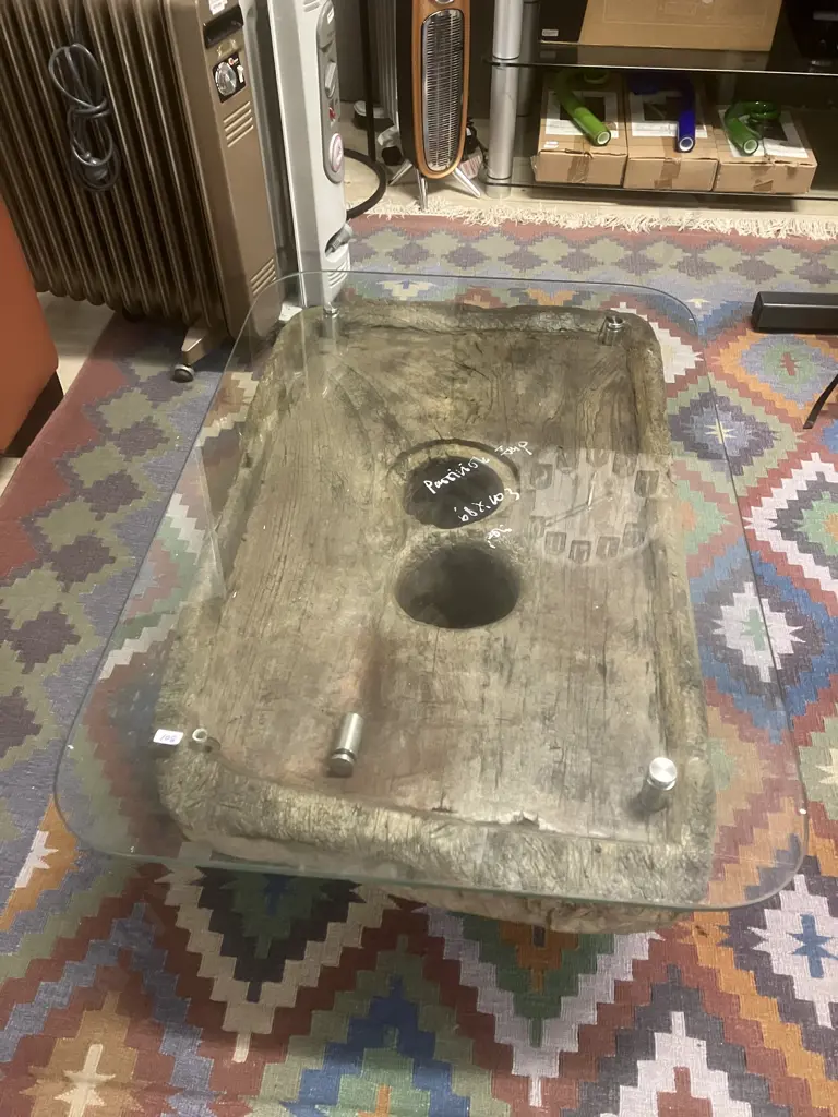 Antique Tribal Naga Grain Grinding Coffee Table Image 1++
