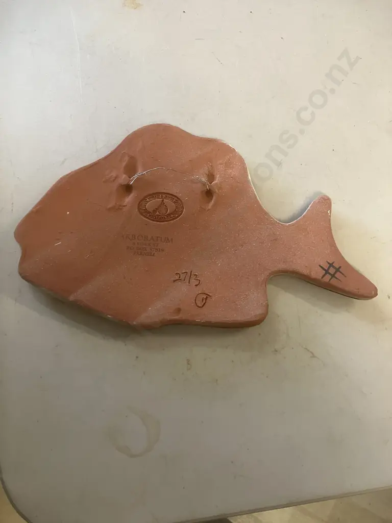 Morris & James Matakana Glazed Pottery Fish Wall Plaque. 34 x 21cm Image 1++