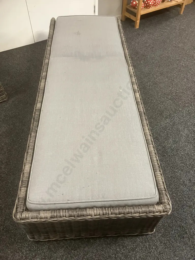 PU Rattan Sun Lounger With Small Glass Top Cube Side Table. 199 x 69cm Image 1++