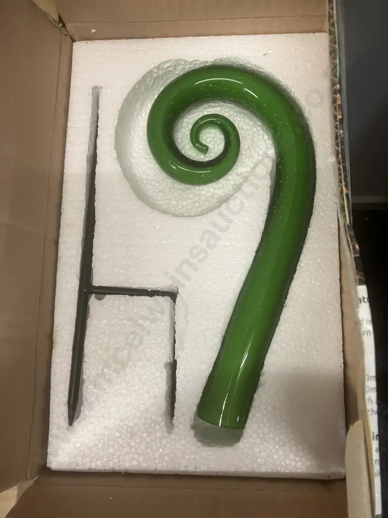 Smashing Art Glass Garden Glass 'Fern' Sculptures x 3 - 43cm Blue, Green & 28cm Green Image 1++