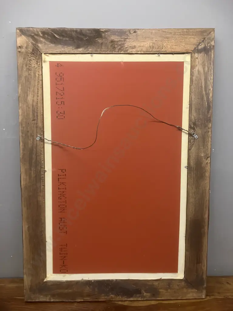 Wooden Framed Wall Mirror - Green & Copper Tones. 98 x 68cm Image 1++