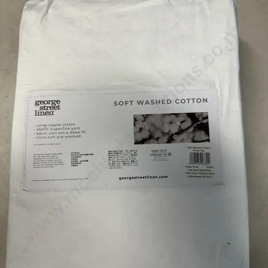 George Street Linen White Super King Soft Wash Sheet Set