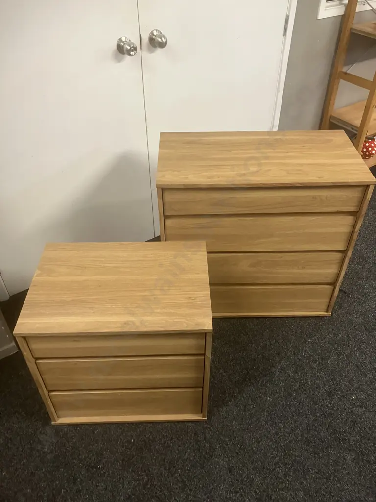 Compac Moda 3 Drawer Tall Bedside & 4 Drawer Lowboy Image 1++