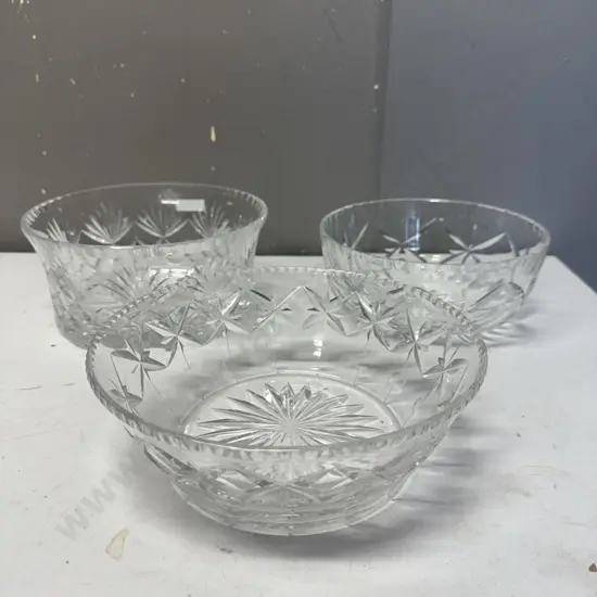 Selection Of Vintage Crystal Bowls x3 