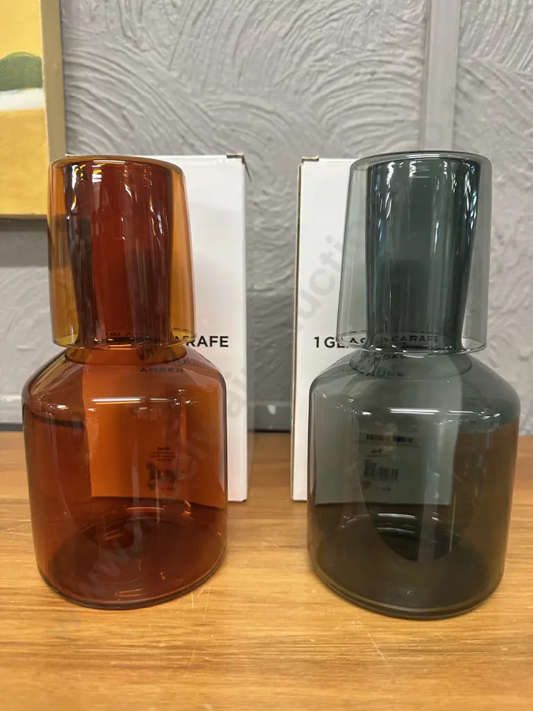New J' AL SOIFbMaison Balzac Carafes Amber & Smokey Glass  Image 1++