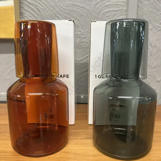 New J' AL SOIFbMaison Balzac Carafes Amber & Smokey Glass 