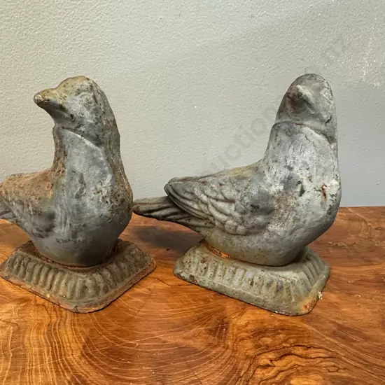 Pair Of Cast Iron Bird Figurines