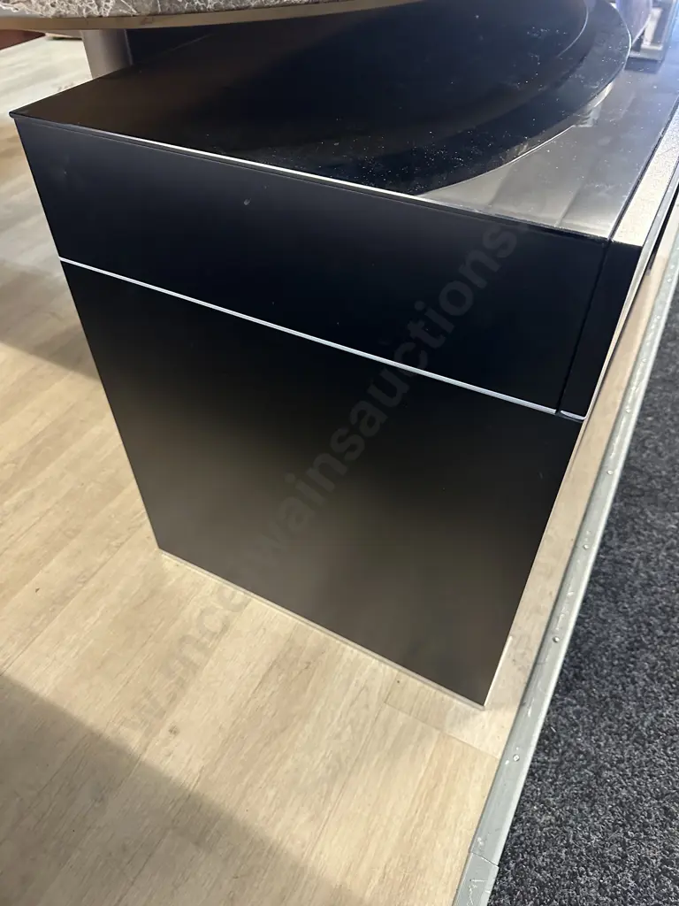 Black 2 Drawer Glass Topped TV Entertainment Unit, 2 Drawer, 2 Glass Shelves. H58 W120 D47.5cm Image 1++