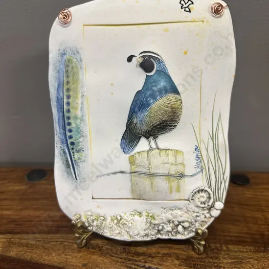 Ceramic 'Quail' Wall Plaque By Yasmin H19 W14cm.