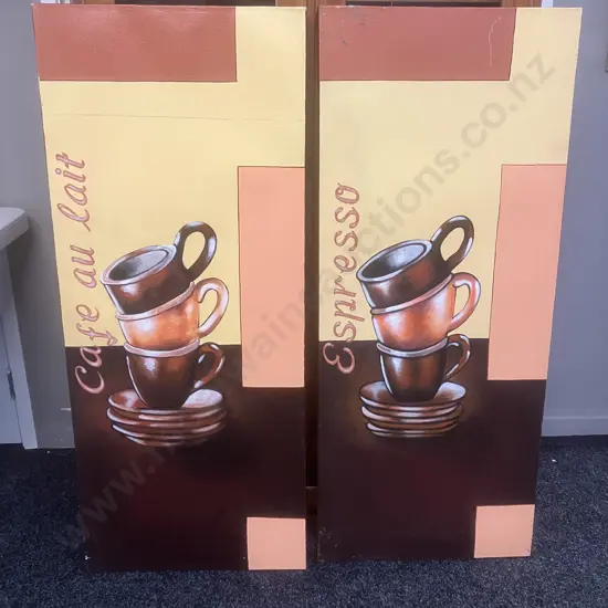 'Espresso' & 'Cafe Au Lait' Canvas Art x 2. 120 x 50cm