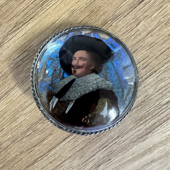 Art Deco Sterling Silver Brooch Laughing Cavalier