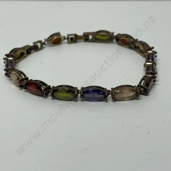 Vintage Multi Coloured Gemstone Bracelet 
