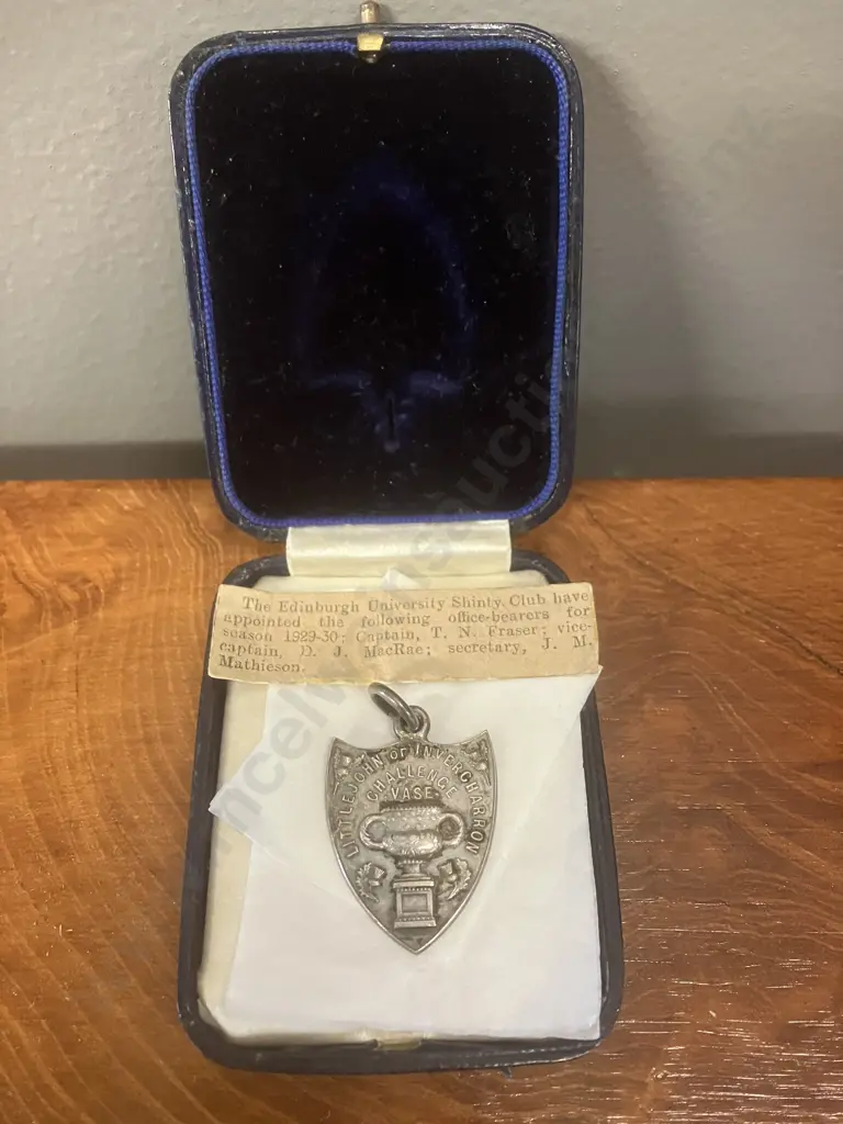 Antique 1920s Shield Shaped Silver Fob Medal In Case Image 1++