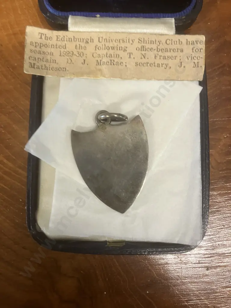 Antique 1920s Shield Shaped Silver Fob Medal In Case Image 1++