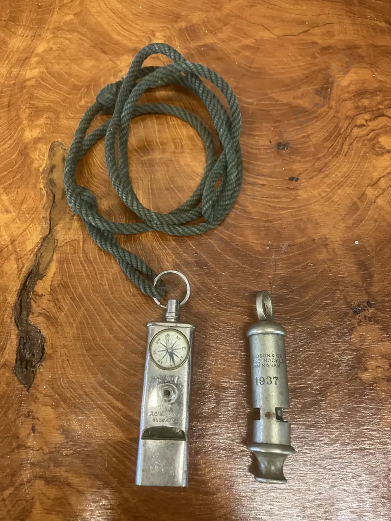 Vintage Whistles - The Acme Scout England & 1937 (Military?) Whistle J. Hudson & Co, Barr St Hockley Birmingham Image 1++