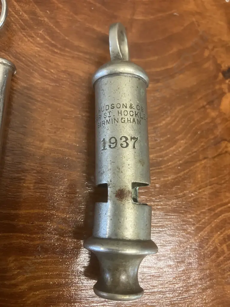 Vintage Whistles - The Acme Scout England & 1937 (Military?) Whistle J. Hudson & Co, Barr St Hockley Birmingham Image 1++