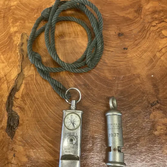 Vintage Whistles - The Acme Scout England & 1937 (Military?) Whistle J. Hudson & Co, Barr St Hockley Birmingham