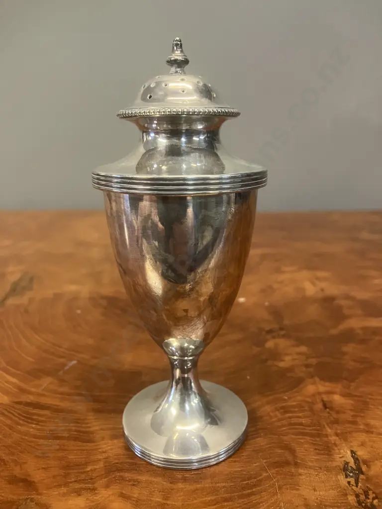 Antique Sterling Silver Pepper Shaker / Caster, Hallmarked Harrison Brothers Sheffield 1902 (99 Grams) Image 1++