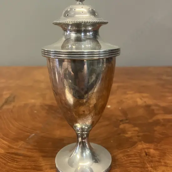 Antique Sterling Silver Pepper Shaker / Caster, Hallmarked Harrison Brothers Sheffield 1902 (99 Grams)