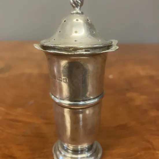 Antique Sterling Silver Pepper Shaker, Hallmarked (38.2 Grams)