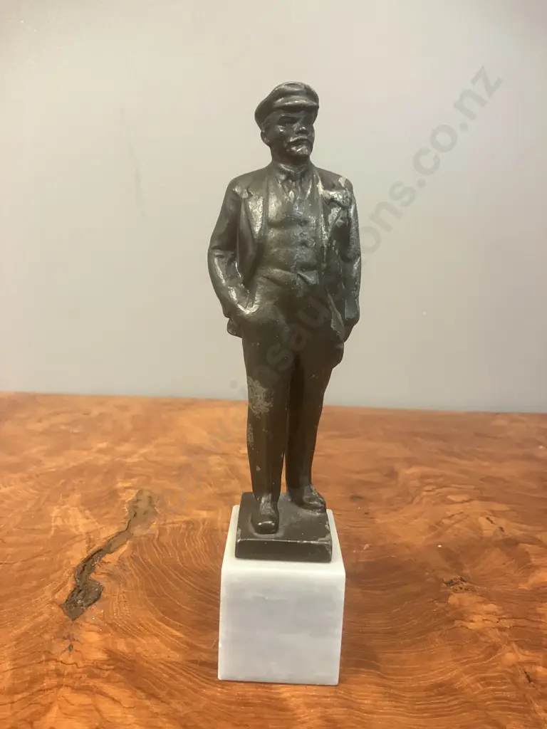 LENIN Figurine Metal Sculpture On Marble Base. H19cm Image 1++
