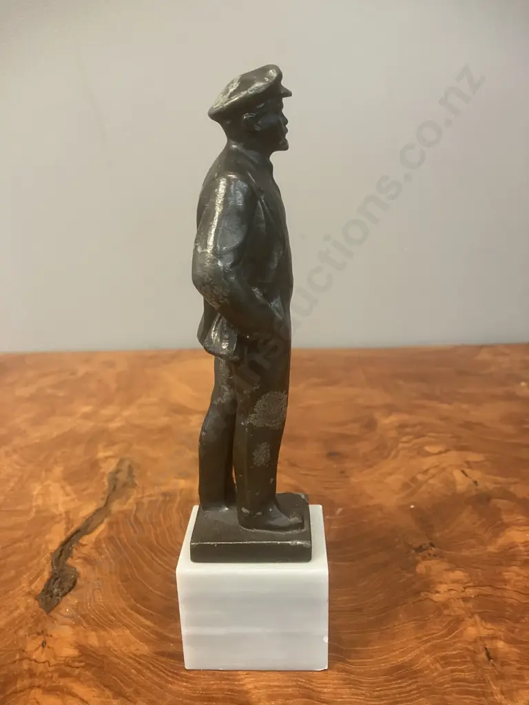 LENIN Figurine Metal Sculpture On Marble Base. H19cm Image 1++
