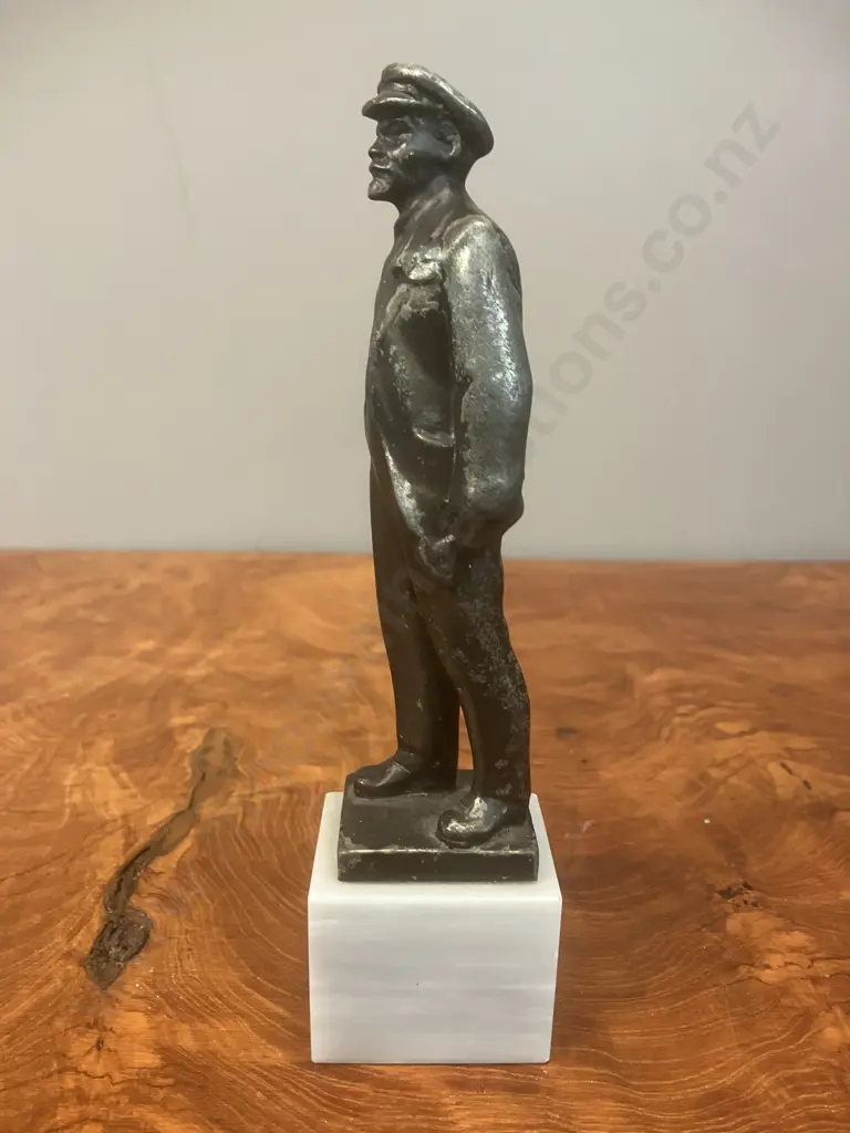 LENIN Figurine Metal Sculpture On Marble Base. H19cm Image 1++
